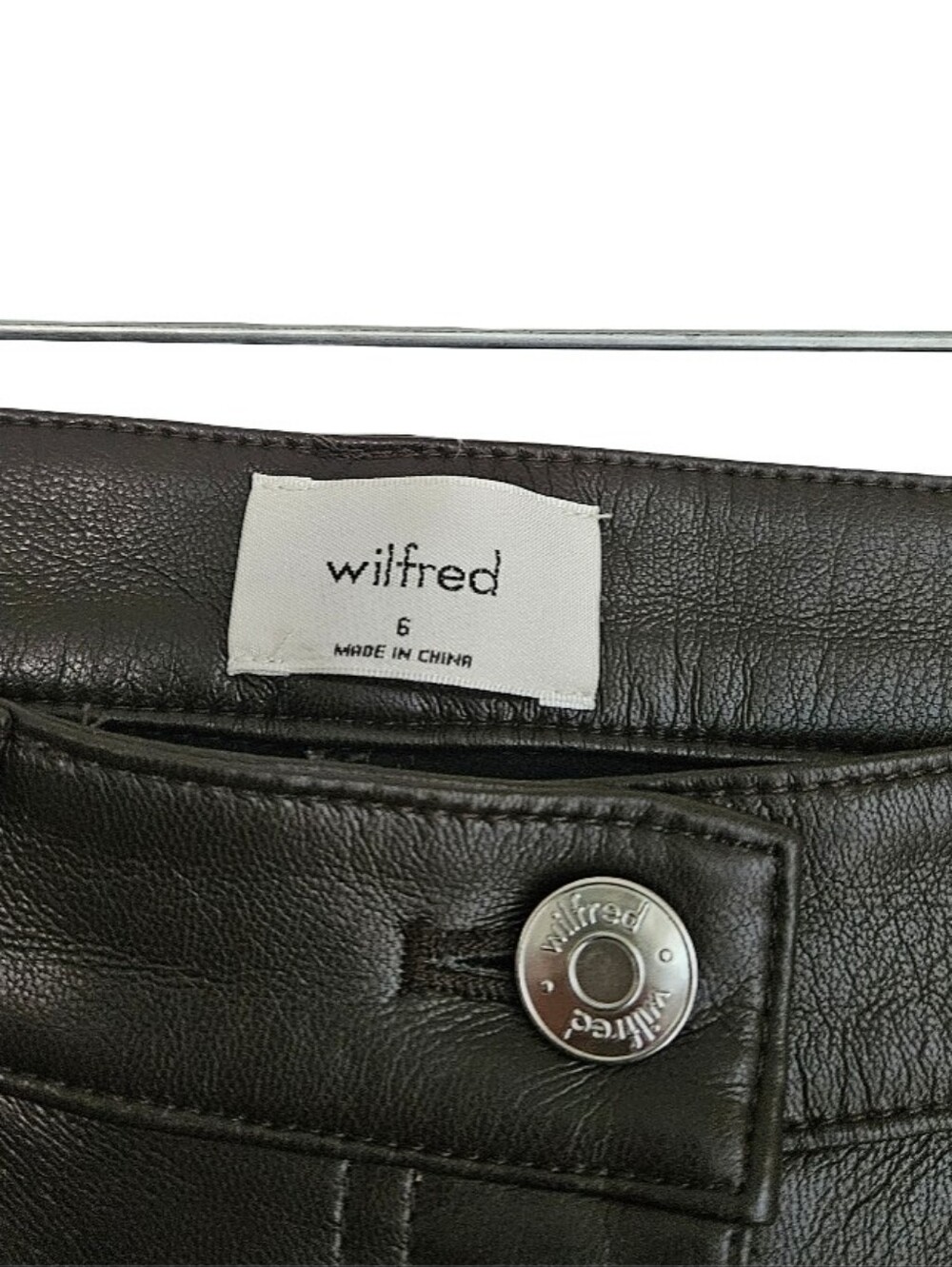 Aritzia Wilfred The Melina High Waisted Vegan Leather Pants Dark Brown Size 6 - Picture 7 of 13
